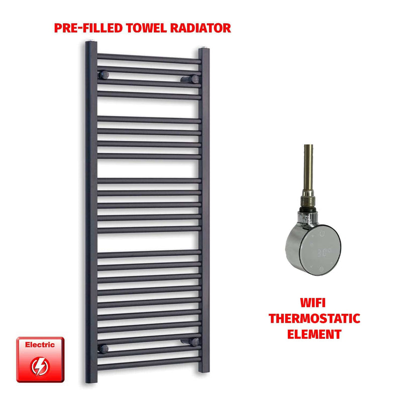 ER-Wifi Thermostatic 600 x 1200 Flat Black Pre-Filled Electric Heated Towel Rail