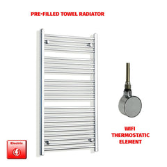 Straight / ER-Wifi Thermostatic 600 x 1200 Flat Chrome Pre-Filled Electric Heated Towel Rail