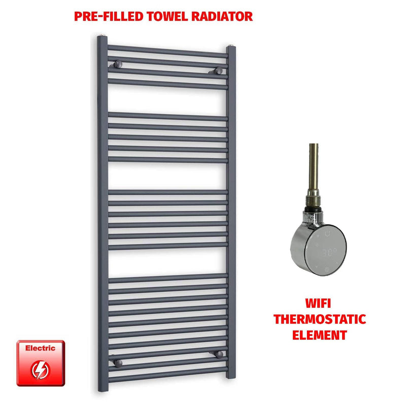 ER-Wifi Thermostatic 600 x 1400 Flat Anthracite Pre-Filled Electric Towel Rail