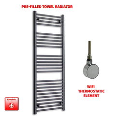 ER-Wifi Thermostatic 600 x 1400 Flat Black Pre-Filled Electric Heated Towel Rail
