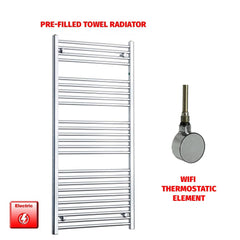 ER-Wifi Thermostatic 600 x 1400 Flat Chrome Pre-Filled Electric Heated Towel Rail