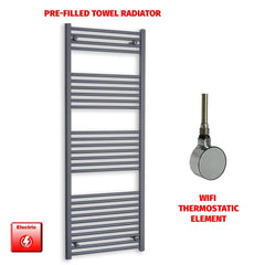 ER-Wifi Thermostatic 600 x 1600 Flat Anthracite Pre-Filled Electric Towel Rail