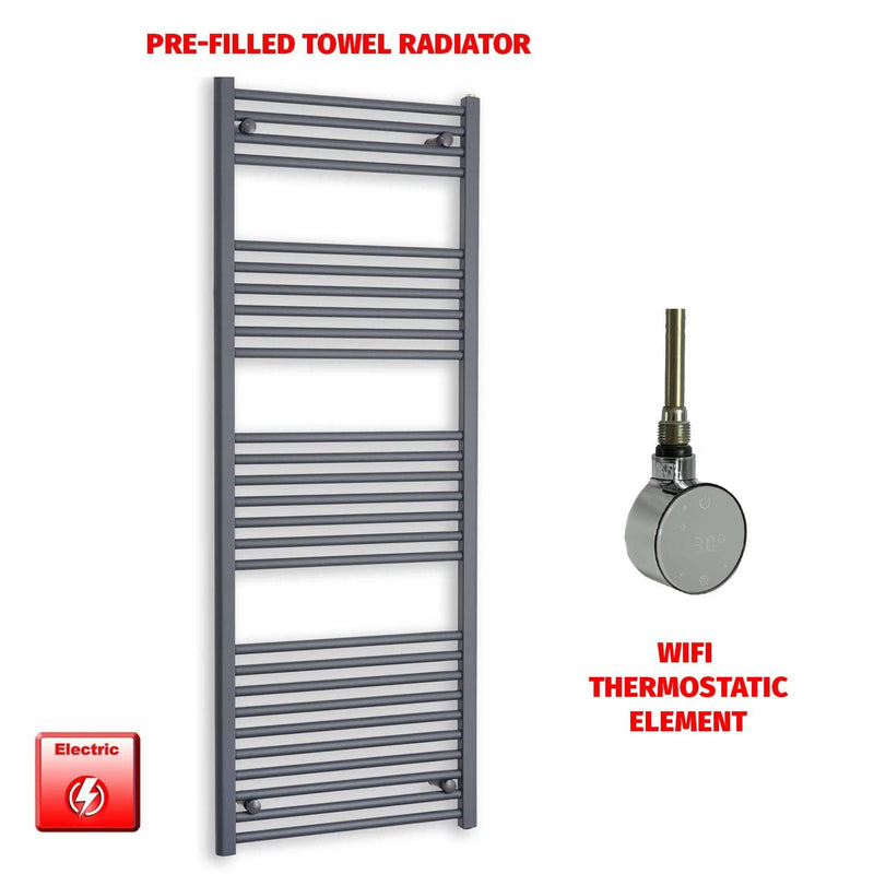 ER-Wifi Thermostatic 600 x 1600 Flat Anthracite Pre-Filled Electric Towel Rail