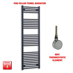 ER-Wifi Thermostatic 600 x 1600 Flat Black Pre-Filled Electric Heated Towel Rail HTR