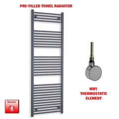 ER-Wifi Thermostatic 600 x 1800 Flat Anthracite Pre-Filled Electric Towel Rail