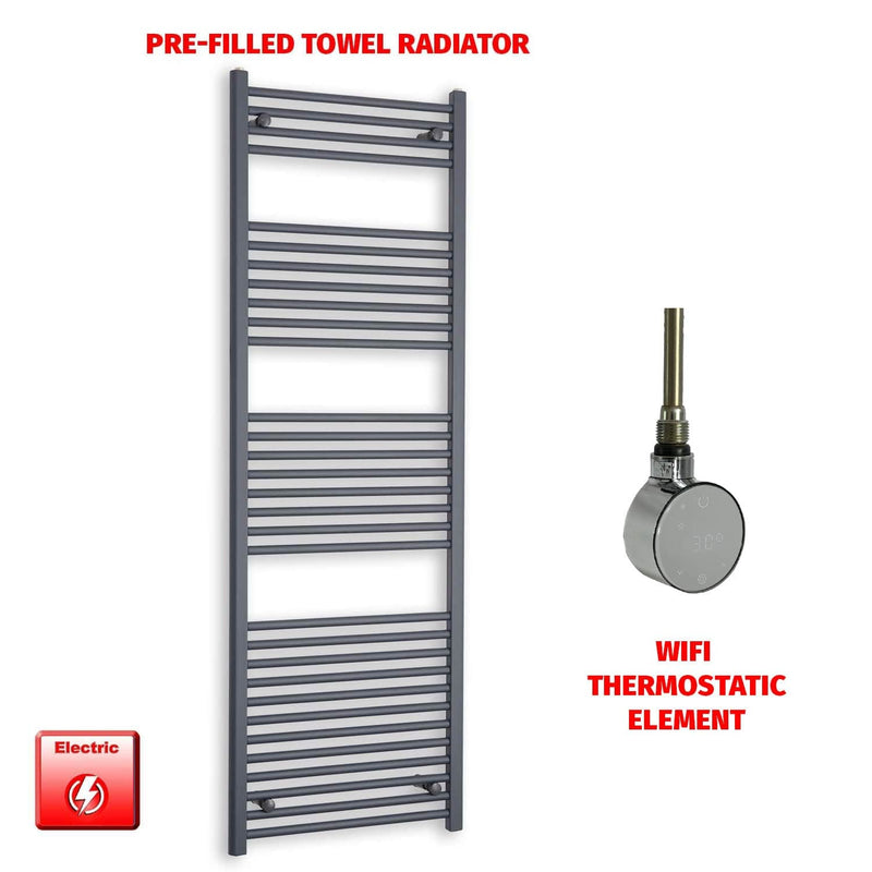 ER-Wifi Thermostatic 600 x 1800 Flat Anthracite Pre-Filled Electric Towel Rail