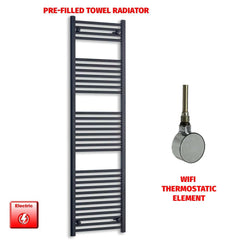 ER-Wifi Thermostatic 600 x 1800 Flat Black Pre-Filled Electric Heated Towel Rail