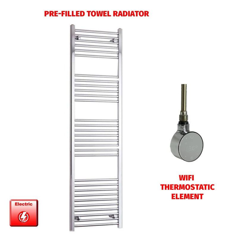 Straight / ER-Wifi Thermostatic 600 x 1800 Flat - Curved Chrome Pre-Filled Electric Towel Rail