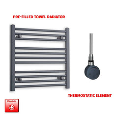 Thermostatic Element 600 x 600 Flat Anthracite Pre-Filled Electric Towel Rail