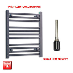 Single Heat Element 600 x 600 Flat Black Pre-Filled Electric Heated Towel Rail