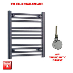 ER-Wifi Thermostatic 600 x 600 Flat Black Pre-Filled Electric Heated Towel Rail