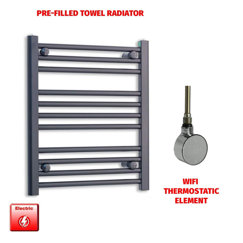 ER-Wifi Thermostatic 600 x 600 Flat Black Pre-Filled Electric Heated Towel Rail