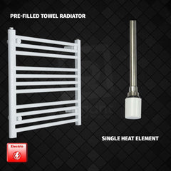 Single Heat Element 600 x 600 Flat White Pre-Filled Electric Heated Towel Rail HTR