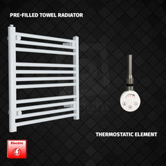 Thermostatic Element 600 x 600 Flat White Pre-Filled Electric Heated Towel Rail HTR