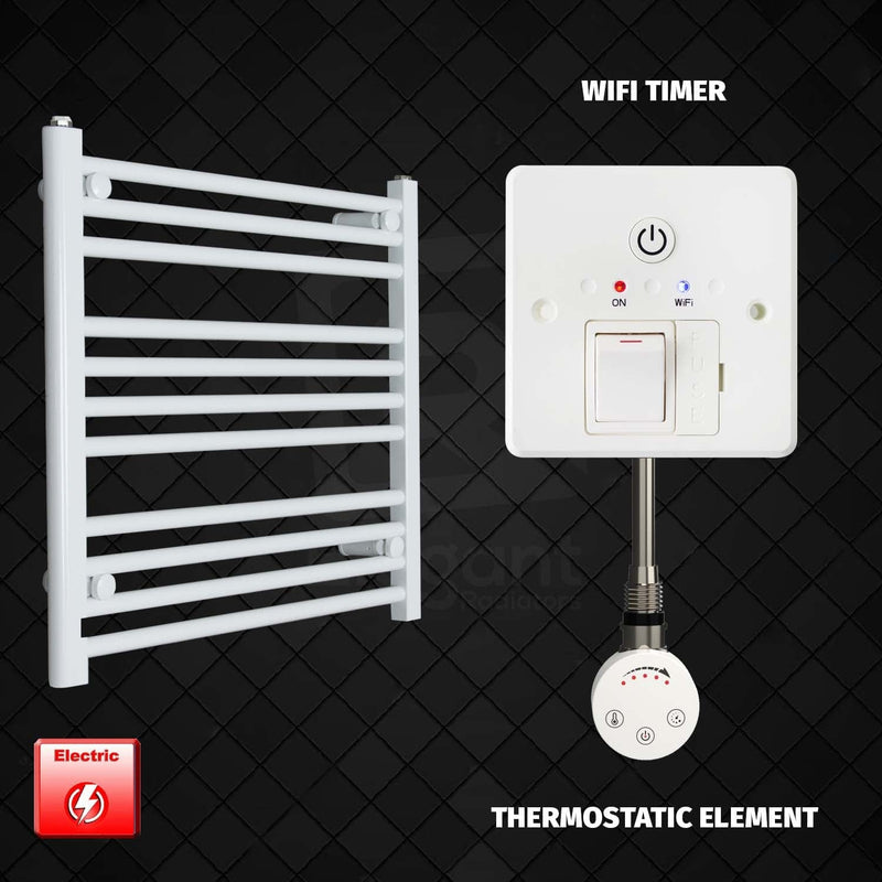 Thermostatic Element + Wifi Timer 600 x 600 Flat White Pre-Filled Electric Heated Towel Rail HTR