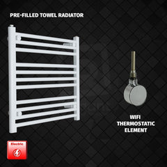 ER-Wifi Thermostatic 600 x 600 Flat White Pre-Filled Electric Heated Towel Rail HTR
