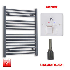 Single Heat Element + Wifi Timer 600 x 800 Flat Anthracite Pre-Filled Electric Towel Radiator