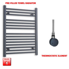 Thermostatic Element 600 x 800 Flat Anthracite Pre-Filled Electric Towel Radiator
