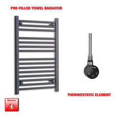 Thermostatic Element 600 x 800 Flat Black Pre-Filled Electric Heated Towel Rail
