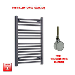 ER-Wifi Thermostatic 600 x 800 Flat Black Pre-Filled Electric Heated Towel Rail
