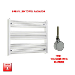 ER-Wifi Thermostatic 650 x 1000 Flat Chrome Pre-Filled Electric Heated Towel Rail