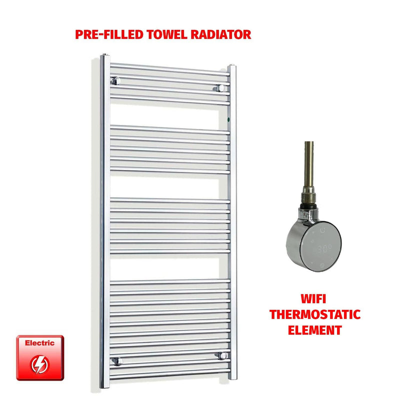 ER-Wifi Thermostatic 650 x 1400 Flat Chrome Pre-Filled Electric Heated Towel Rail