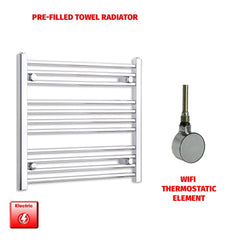 ER-Wifi Thermostatic 650 x 600  Flat Chrome Pre-Filled Electric Heated Towel Rail