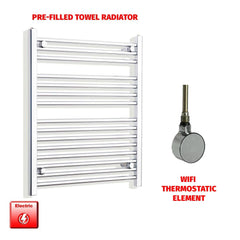 ER-Wifi Thermostatic 650 x 800mm High Flat Chrome Pre-Filled Electric Towel Rail