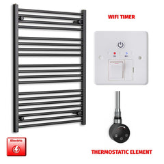 Thermostatic Element + Wifi Timer 700 x 1000 Flat Black Pre-Filled Electric Towel Radiator