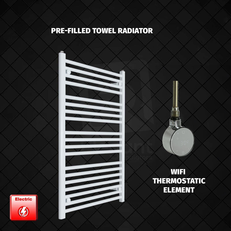 ER-Wifi Thermostatic 700 x 1000 Flat White Pre-Filled Electric Heated Towel Rail