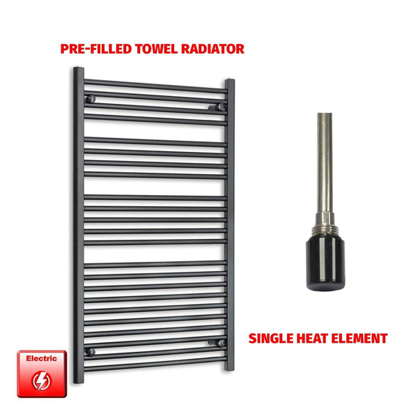 Single Heat Element 700 x 1200 Flat Black Pre-Filled Electric Heated Towel Rail Radiator HTR