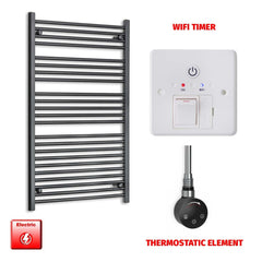 Thermostatic Element + Wifi Timer 700 x 1200 Flat Black Pre-Filled Electric Heated Towel Rail Radiator HTR