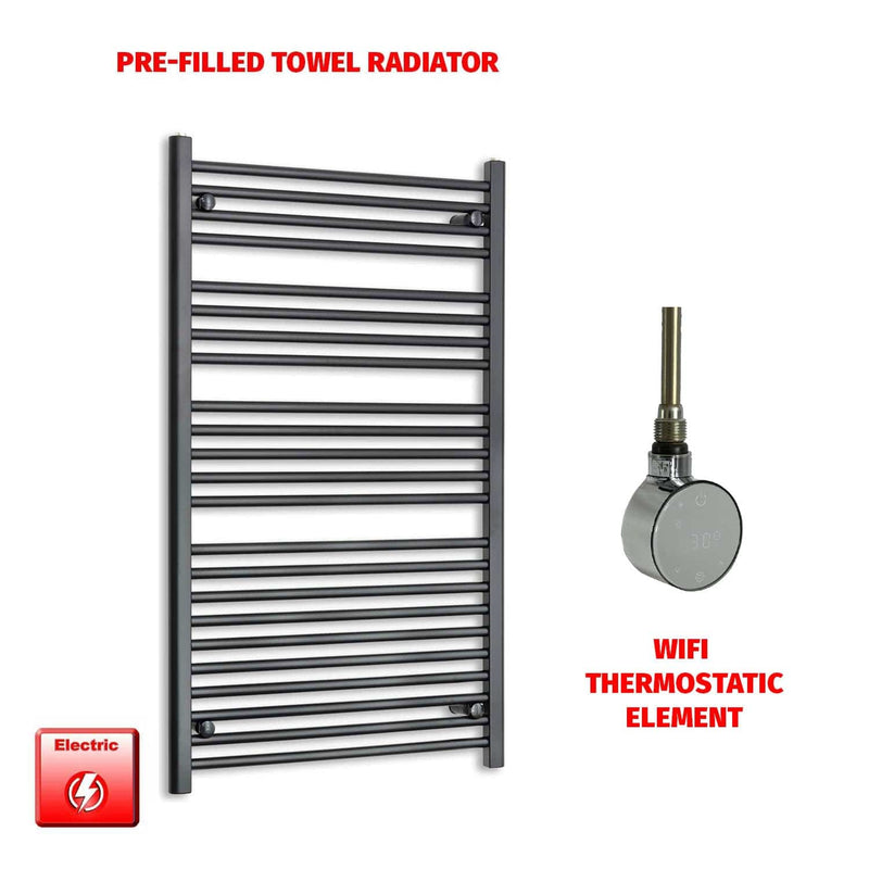 ER-Wifi Thermostatic 700 x 1200 Flat Black Pre-Filled Electric Heated Towel Rail Radiator HTR