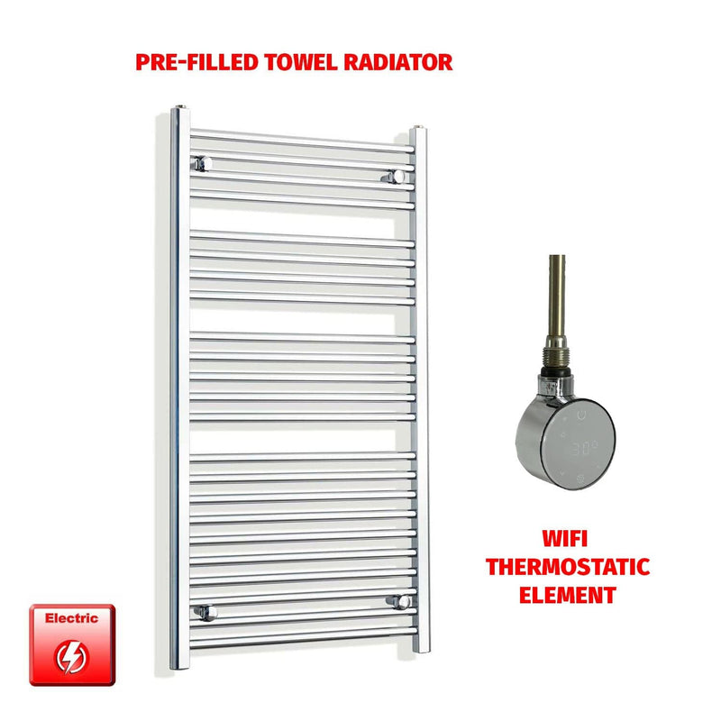Straight / ER-Wifi Thermostatic 700 x 1200 Flat/Curved Chrome Pre-Filled Electric Towel Rail