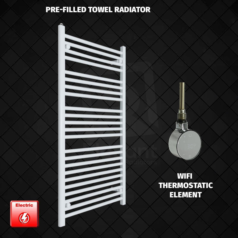 ER-Wifi Thermostatic 700 x 1200 Flat White Pre-Filled Electric Heated Towel Rail