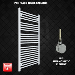ER-Wifi Thermostatic 700 x 1300 Flat White Pre-Filled Electric Heated Towel Rail