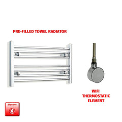 Straight / ER-Wifi Thermostatic 700 x 400 Flat Chrome Pre-Filled Electric Heated Towel Rail