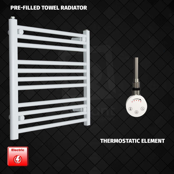 Thermostatic Element 700 x 600 Flat White Pre-Filled Electric Heated Towel Rail HTR