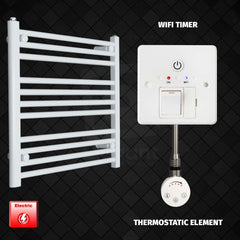 Thermostatic Element + Wifi Timer 700 x 600 Flat White Pre-Filled Electric Heated Towel Rail HTR