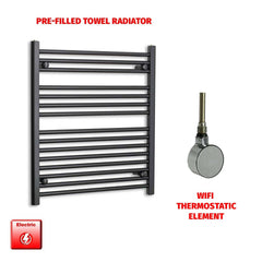 ER-Wifi Thermostatic 700 x 800 Flat Black Pre-Filled Electric Heated Towel Rail HTR