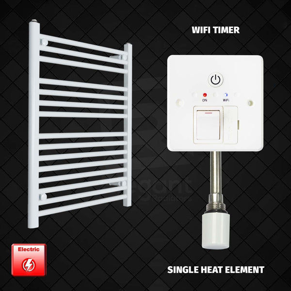 Single Heat Element + Wifi Timer 700 x 800 Flat White Pre-Filled Electric Heated Towel Rail