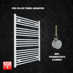 ER-Wifi Thermostatic 750 x 1000 Flat White Pre-Filled Electric Heated Towel Rail