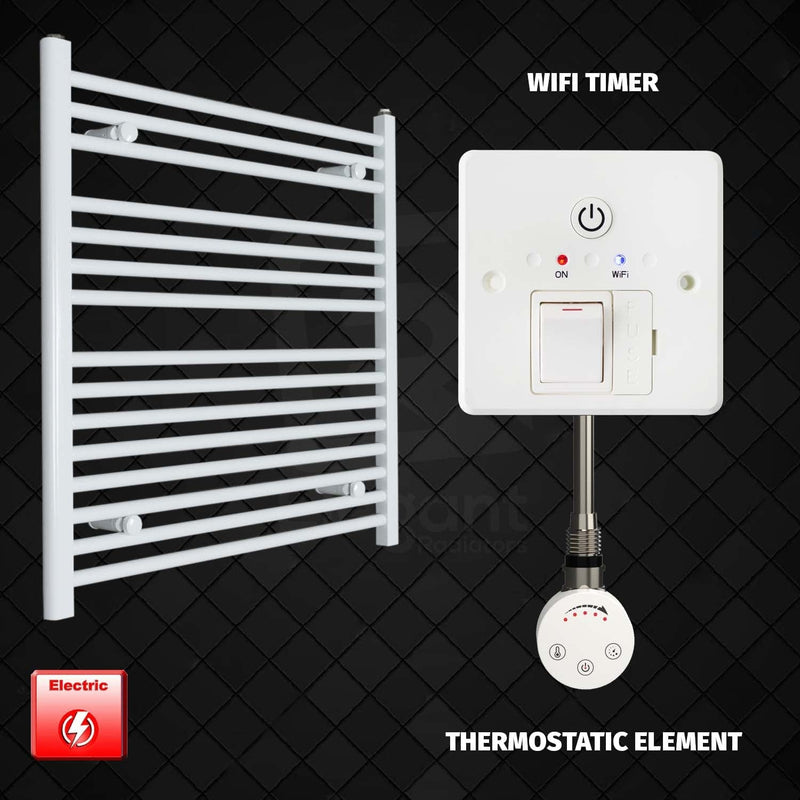 Thermostatic Element + Wifi Timer 750 x 800 Flat White Pre-Filled Electric Heated Towel Rail