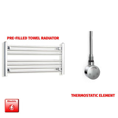 Thermostatic Element 800 x 400 Flat Chrome Pre-Filled Electric Heated Towel Rail