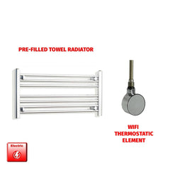 ER-Wifi Thermostatic 800 x 400 Flat Chrome Pre-Filled Electric Heated Towel Rail