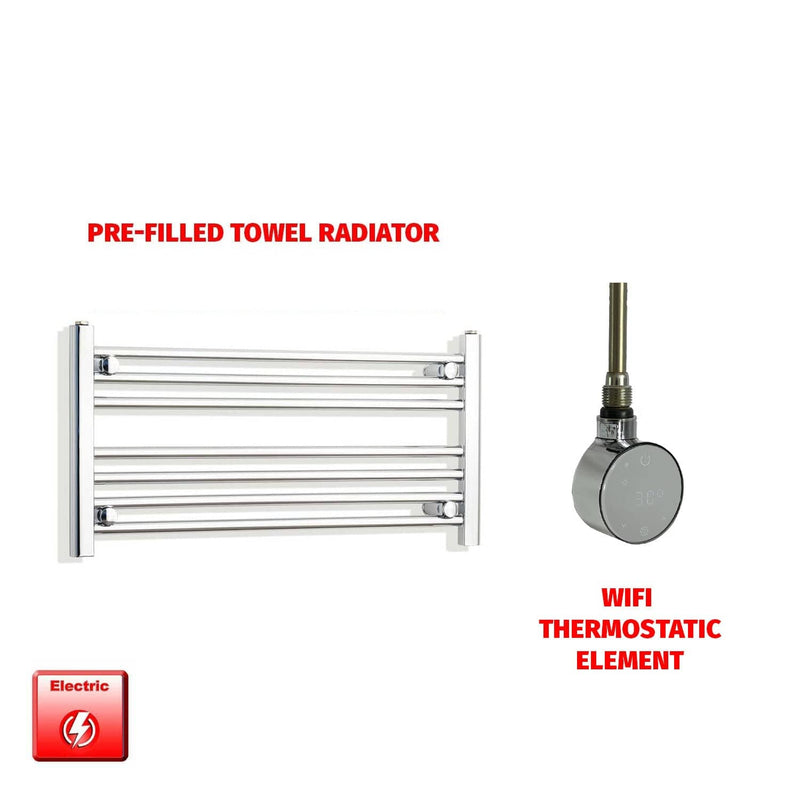 ER-Wifi Thermostatic 800 x 400 Flat Chrome Pre-Filled Electric Heated Towel Rail