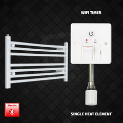 Single Heat Element + Wifi Timer 800 x 400 Flat White Pre-Filled Electric Heated Towel Rail