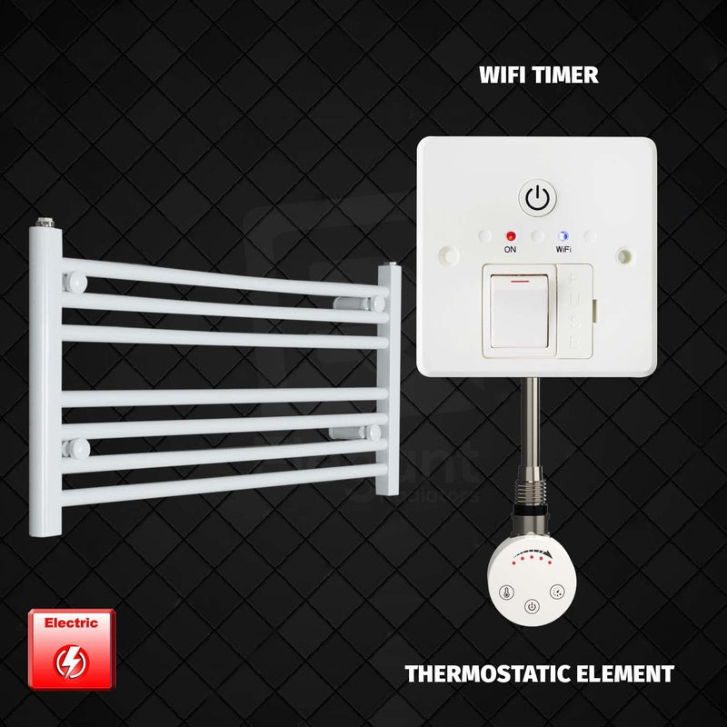 Thermostatic Element + Wifi Timer 800 x 400 Flat White Pre-Filled Electric Heated Towel Rail