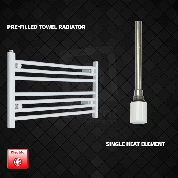 Single Heat Element 800 x 400 Flat White Pre-Filled Electric Heated Towel Rail