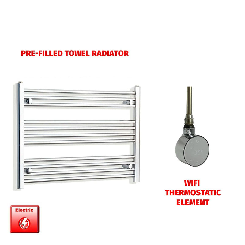 ER-Wifi Thermostatic 800 x 600 Flat Chrome Pre-Filled Electric Heated Towel Rail